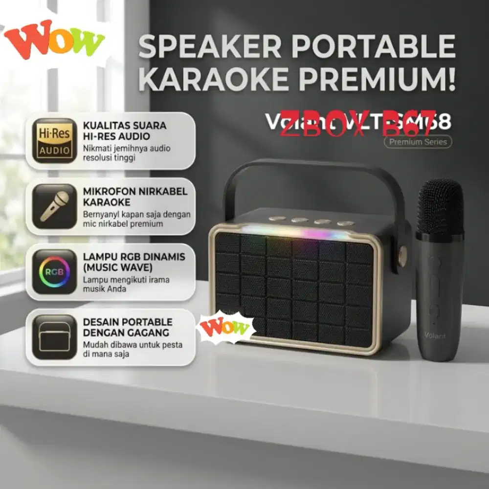 SPEAKER KARAOKE ZBOX B67 BLUETOOTH MIC (NEW)