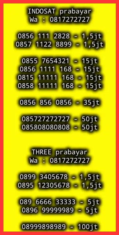NOMOR CANTIK INDOSAT PRABAYAR