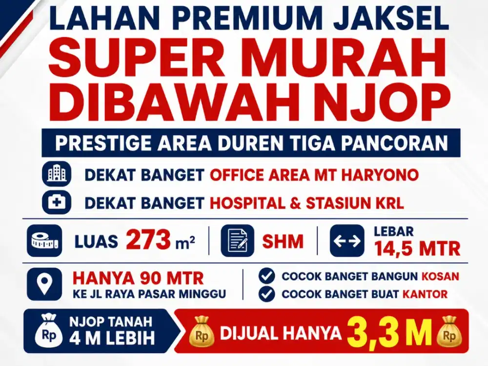 TANAH LAHAN PREMIUM DIBAWAH NJOP COCOK KOST KOSAN DUREN TIGA PANCORAN