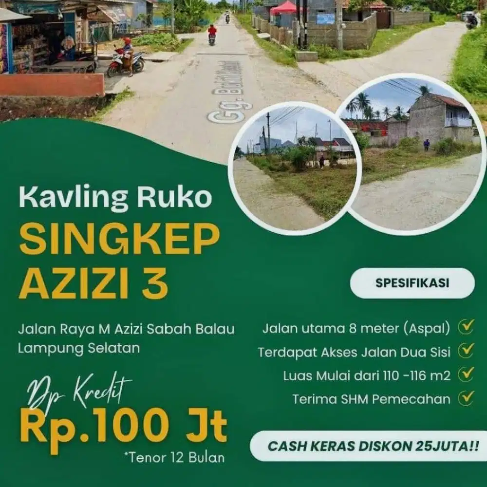 KAVLING RUKO AZIZI SUKARAME DP MURAH BISA DICICL