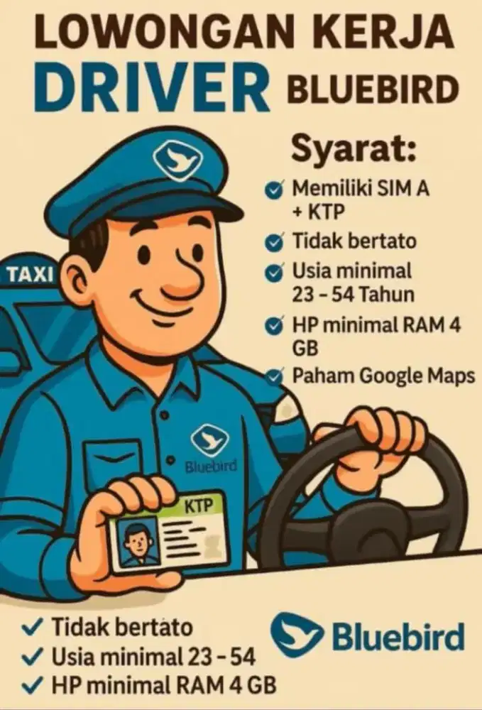 Lowongan Kerja pengemudi taxi BB pool Narogong Bekasi.