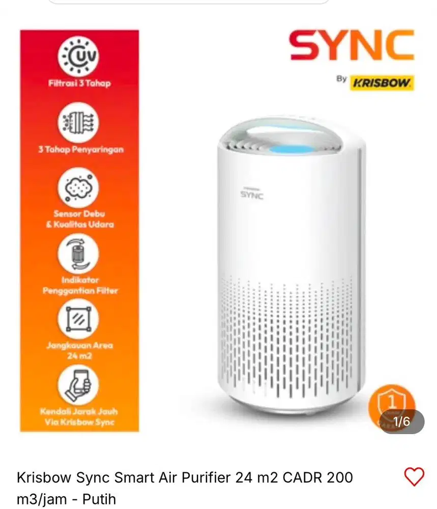 Krisbow Sync Smart Air Purifier -wifi - Thumbnail 2