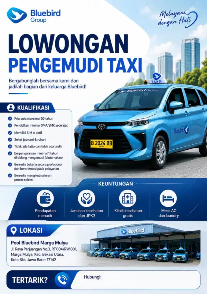 Lowongan Driver Taksi Bluebird