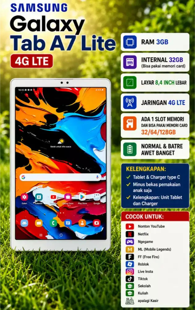 Samsung Galaxy Tab A7 Lite 3/32 4G LTE MULUS NOMINUS