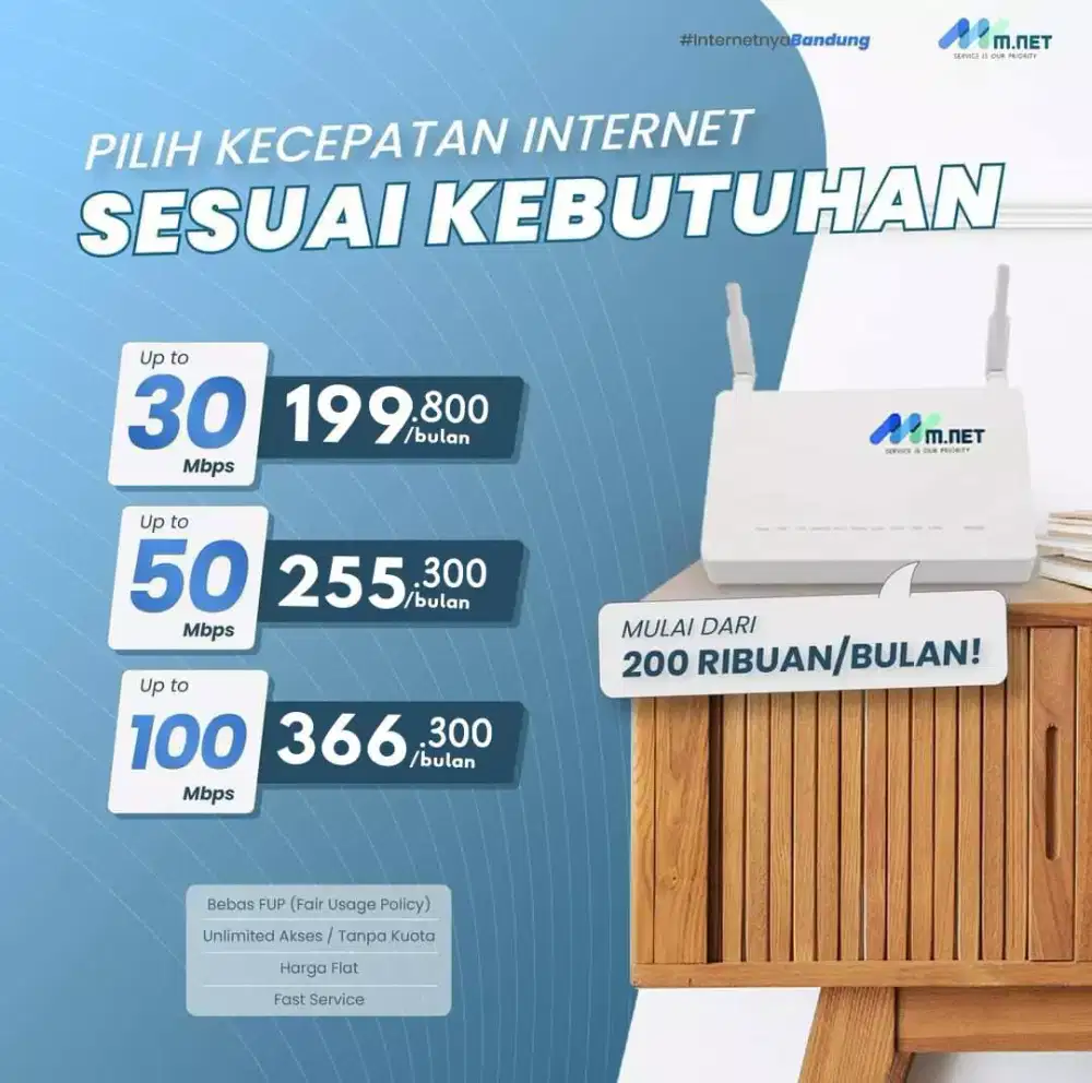 WIFI MNET GRATIS BIAYA PEMASANGAN BANDUNG DAN SEKITARNYA