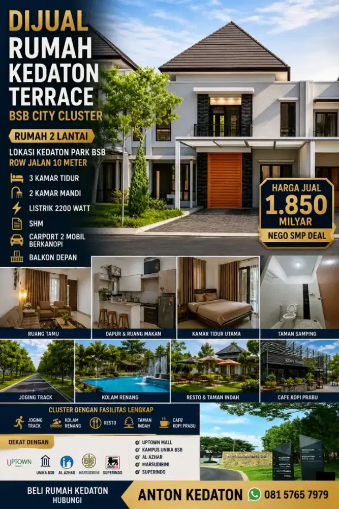 Kedaton 2LT dpn taman bsb city beranda bali hilago the miles ivy park