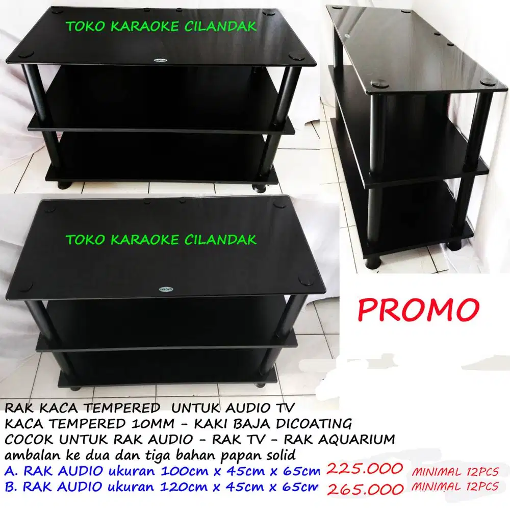 rak meja kaca hitam
