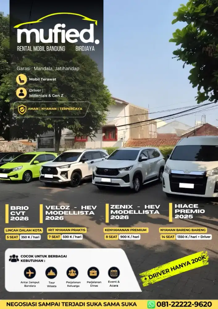 Rental Mobil Sewa Hiace Zenix Veloz Brio