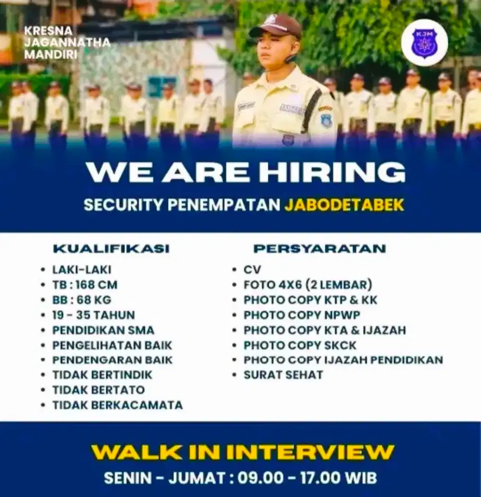 LOKER SECURITY, PENGALAMAN/NON PENGALAMAN.