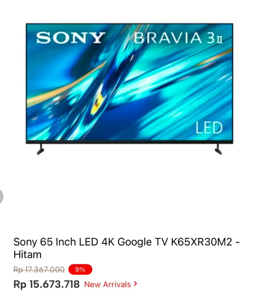SONY 65 INCH LESD 4K GOOGLE TV K65XR30M2