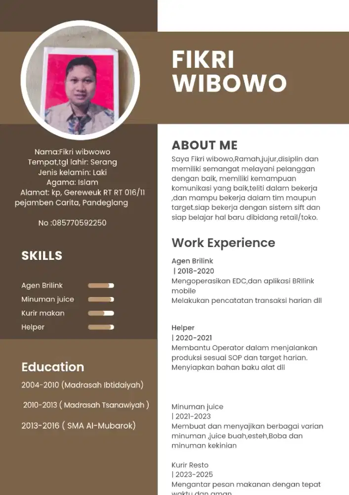 Info lowongan pekerjaan nya kaka