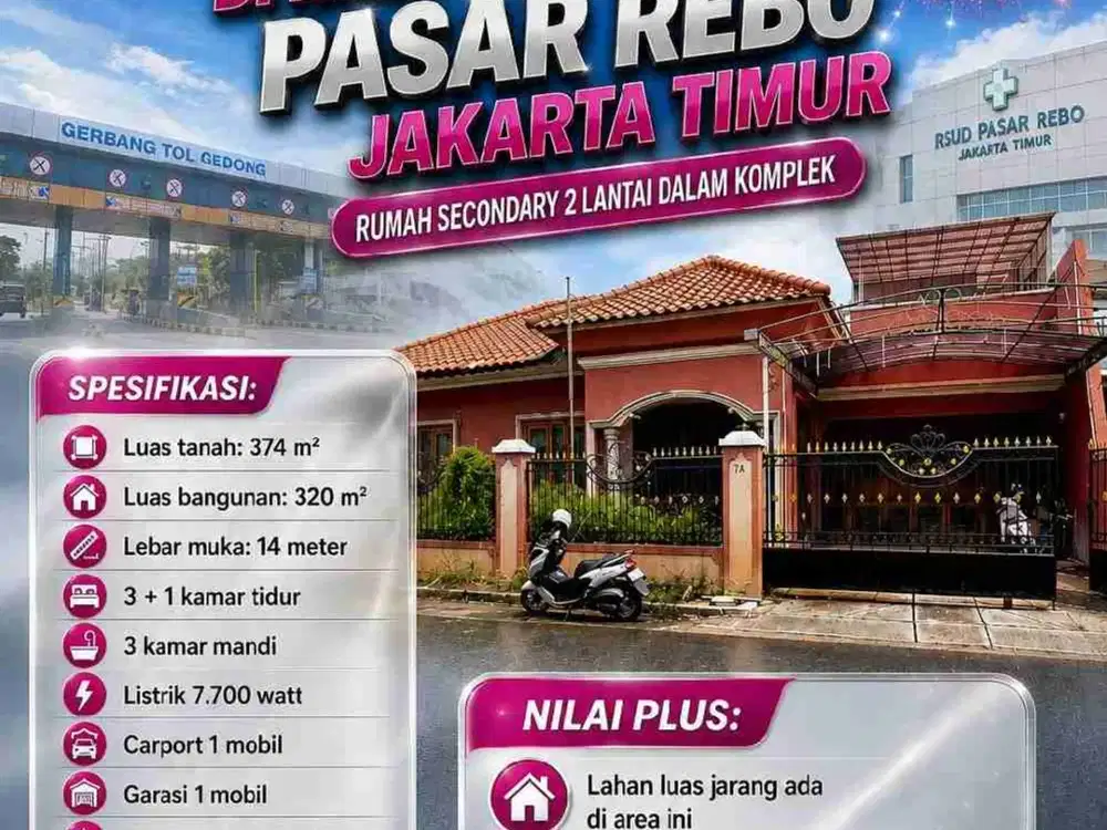 DIJUAL RUMAH SECONDARY LUAS NYAMAN PASAR REBO JAKARTA TIMUR