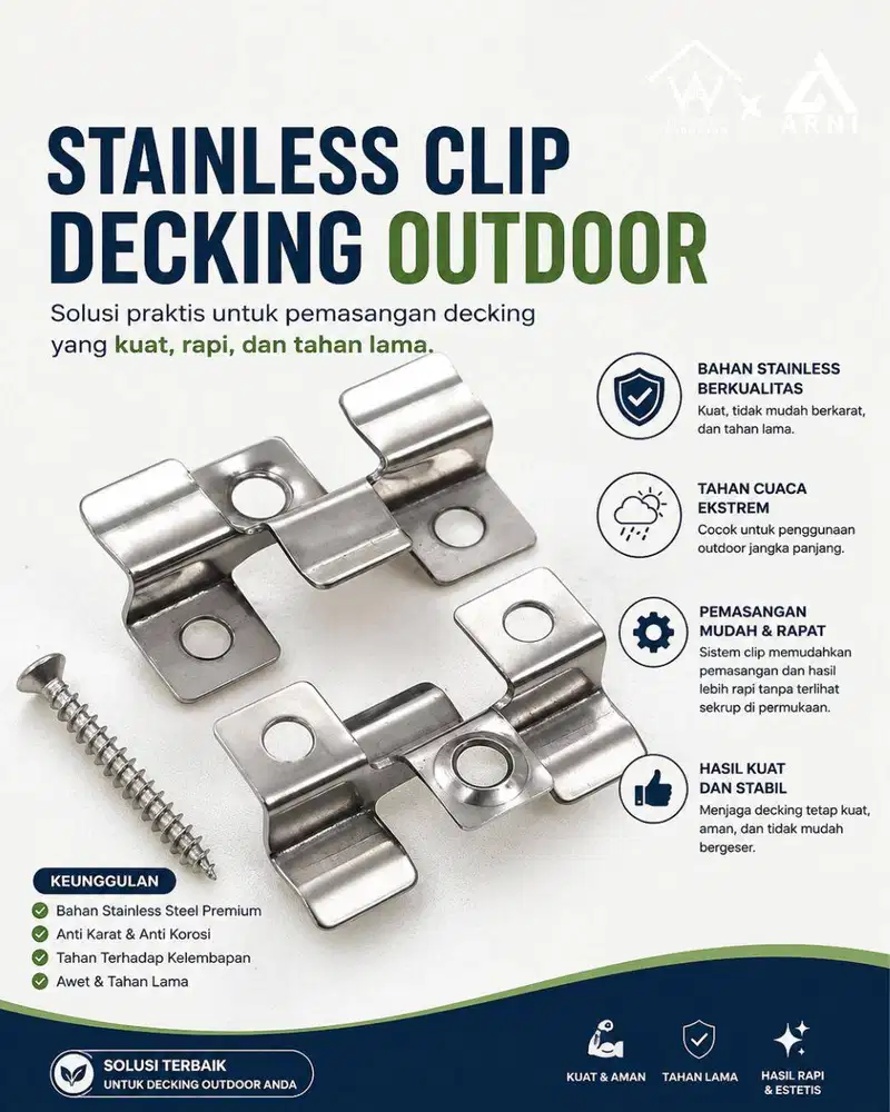 Stainless Clip Decking Outdoor | Klip WPC Decking Anti Karat | Aksesor