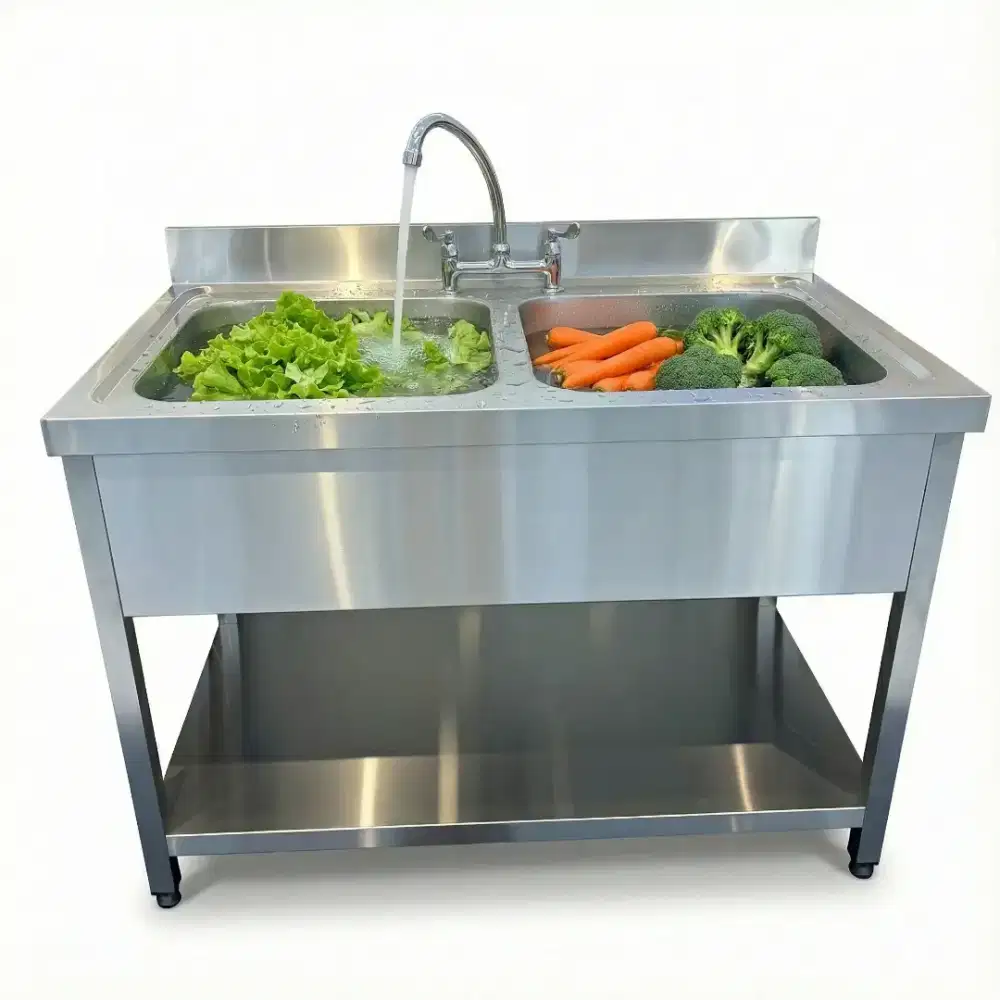 Kitchen Sink Bak Cuci Piring Dapur 2 Lubang Stainless Steel