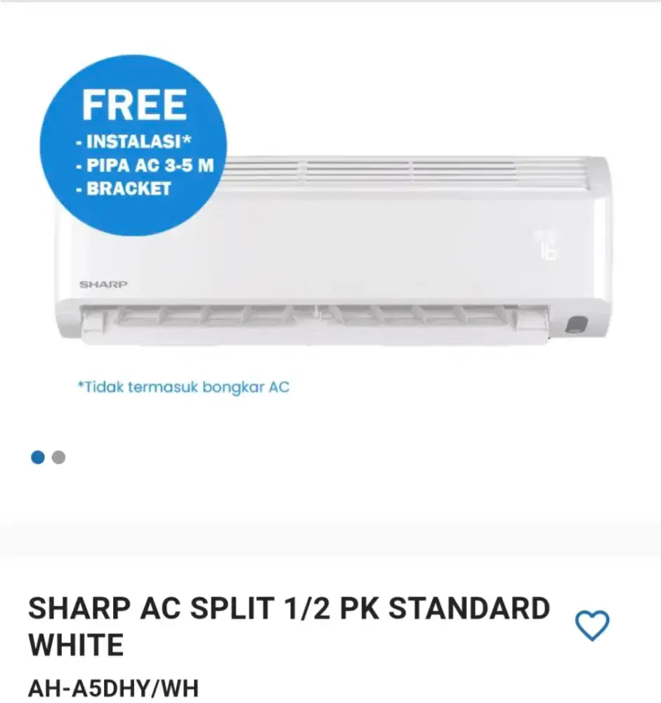 SHARP AC SPLIT 1/2 PK STANDARD WHITE