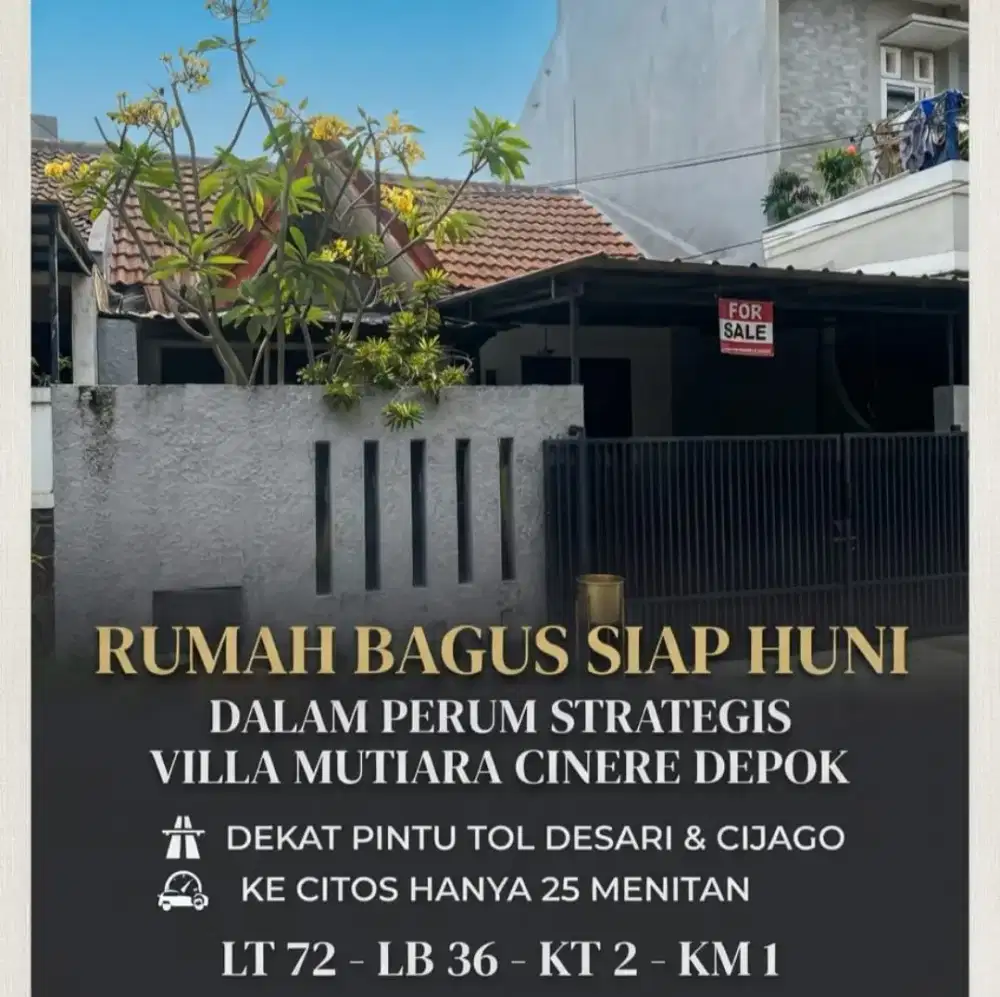 RUMAH BAGUS SIAP HUNI DALAM PERUMAHAN VILLA MUTIARA CINERE DEPOK