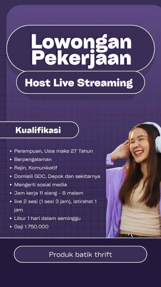Lowongan host live streaming