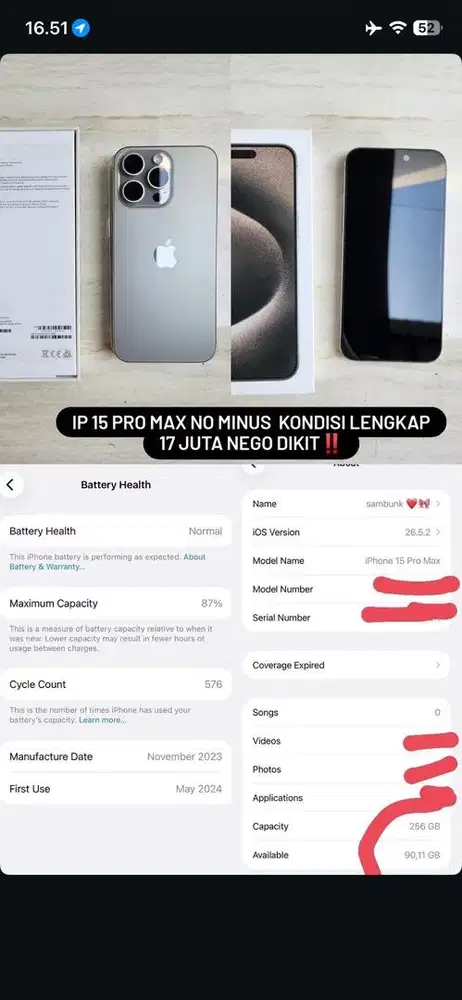 Ip 15 Promax 256gb