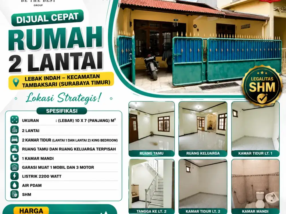 TAMBAKSARI – LUAS 70 M2!! RUMAH DIJUAL 2 LANTAI DI LEBAK INDAH SURABAYA – SUDAH SHM & HARGA NEGO SAMPAI DEAL