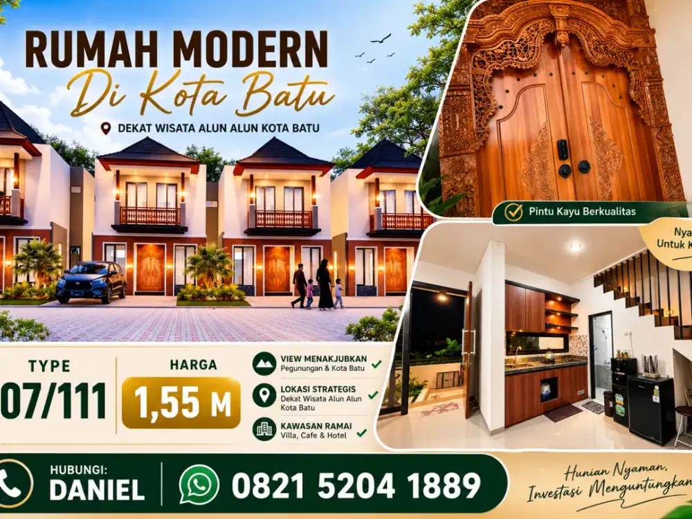 Villa Mewah View Gunung & Citylight Cuma 2 Menit dari Alun-Alun Batu!