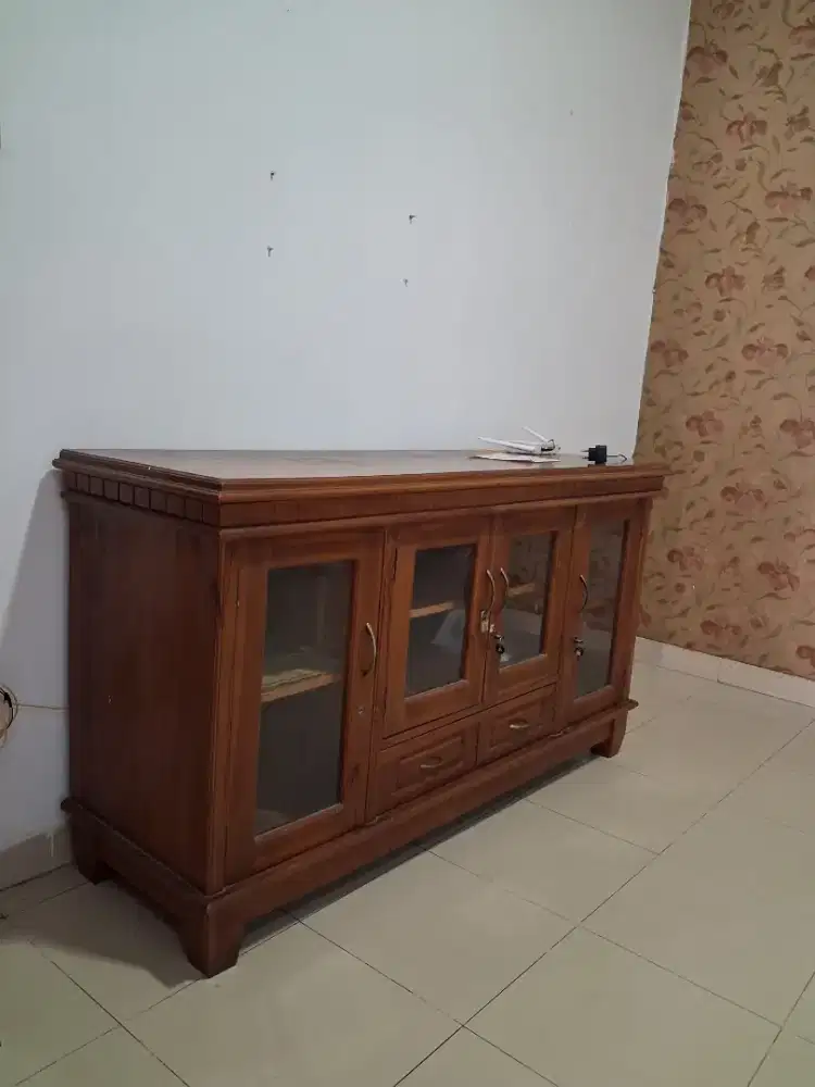 MEJA TV JATI DAN KURSI GOYANG UKIR JATI