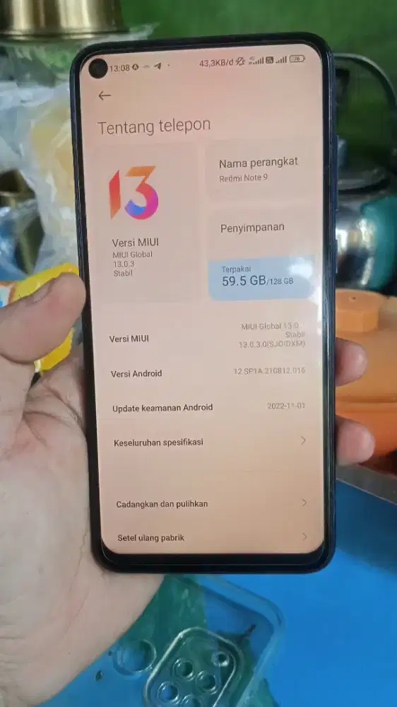 redmi note 9 6/128GB G85 fullset ori mulus