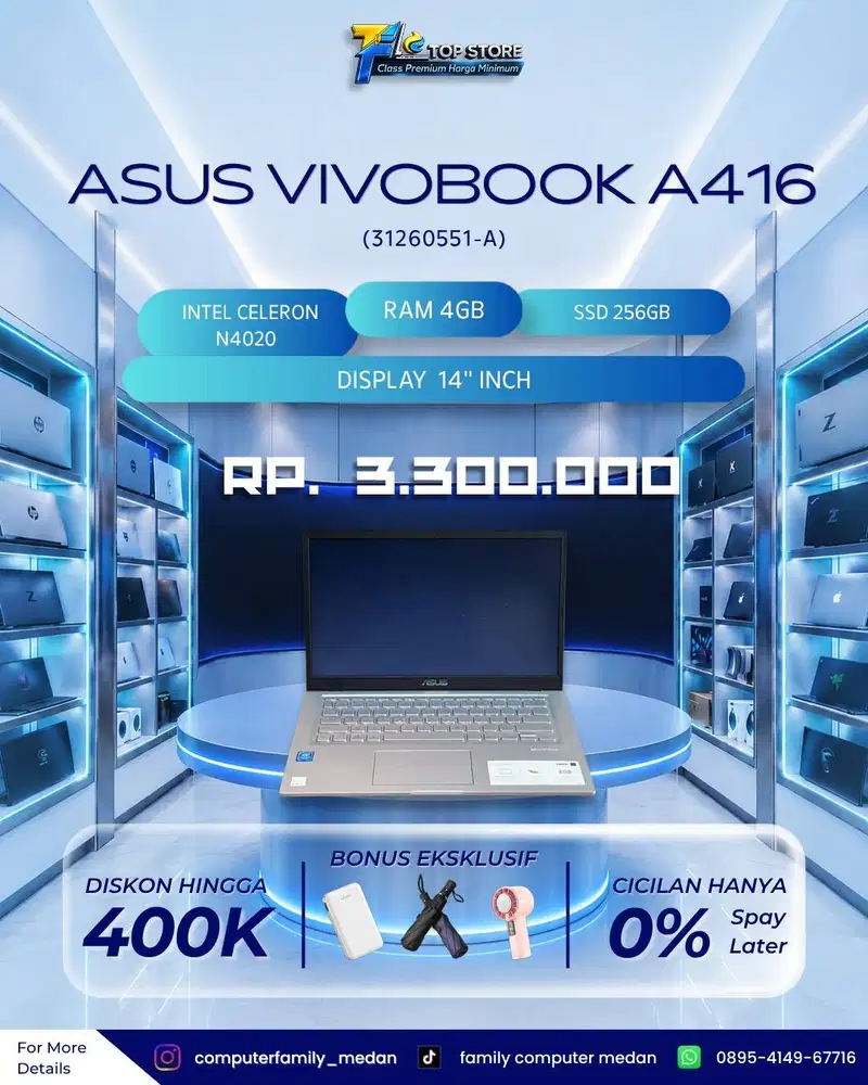 PROMO ASUS VIVOBOOK A416MA INTEL CELERON N4020 RAM 4GB SSD 256GB