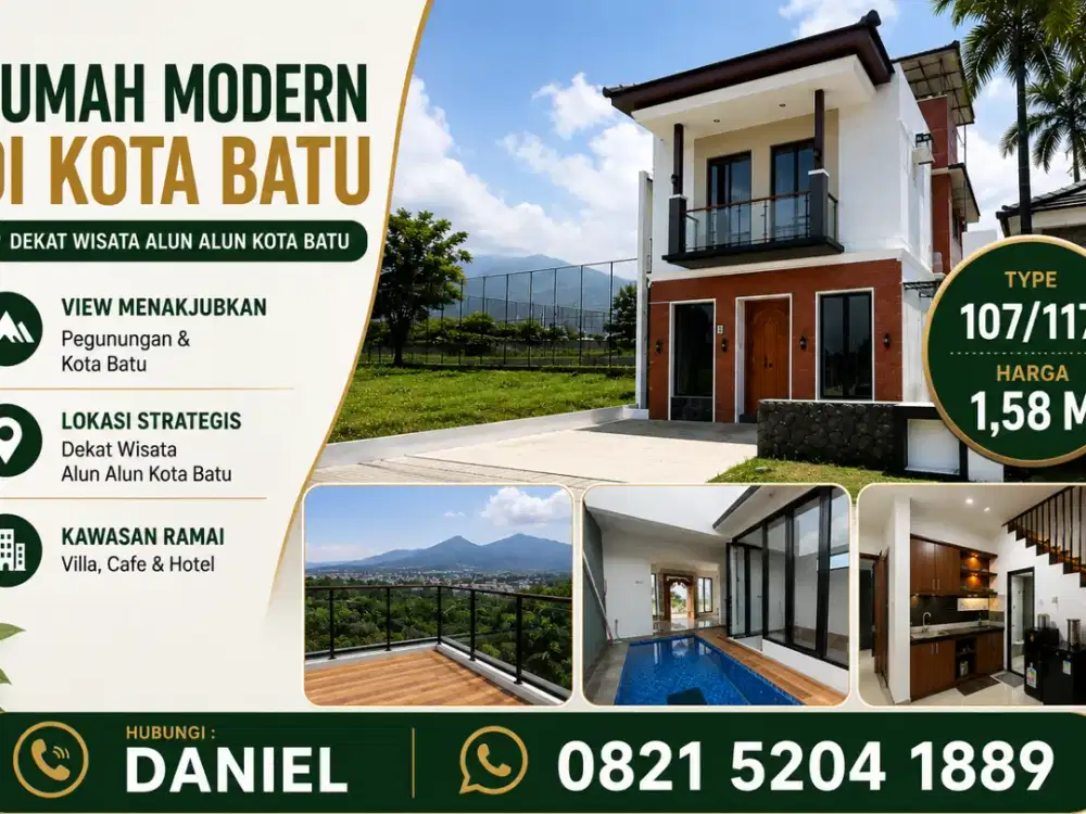 Lokasi Emas Kota Batu! Villa Etnik Modern Selangkah Dari Jalan Utama dekat alun alun kota batu