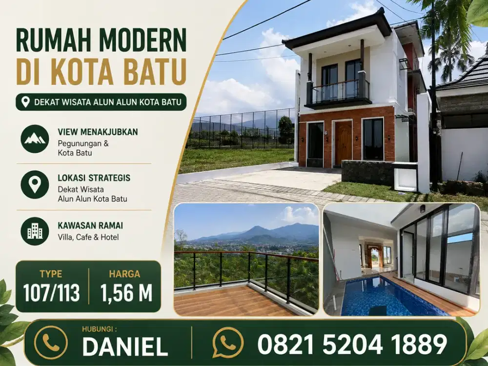Villa Strategis Jalan Utama Batu – View Cantik & Udara Super Sejuk