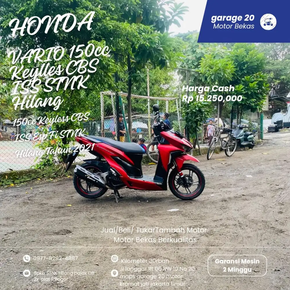 Honda Vario 150cc CBS ISS Esp Keylles STNK Hilang Tahun 2021