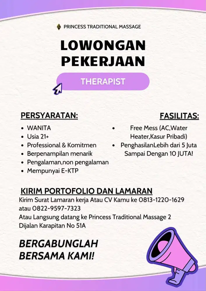 Lowonga kerja untuk masa depan yg lebih. ( Wanita )
