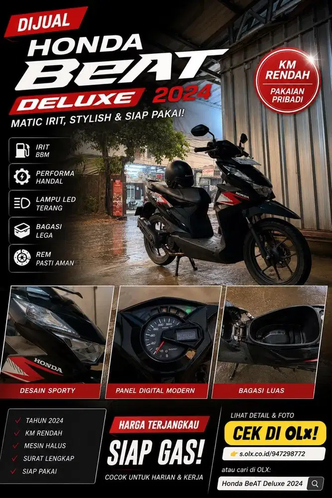 Honda BeAT Deluxe 2024 (KM Rendah)