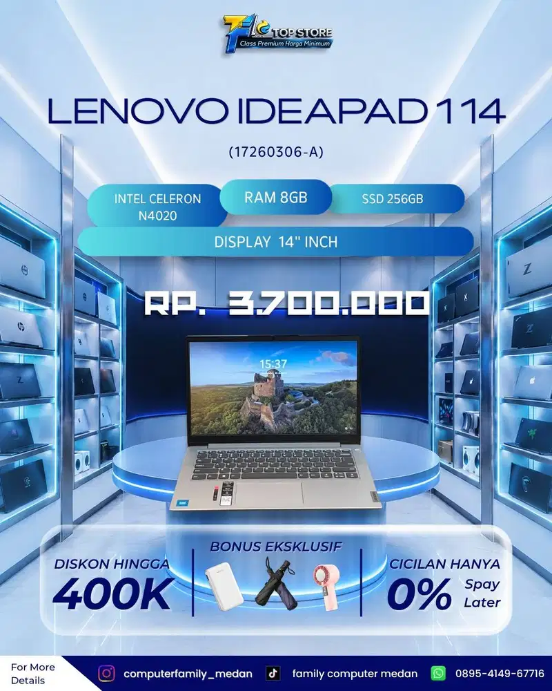 PROMO LENOVO IDEAPAD SLIM 1 14IGL7 CELERON N4020 RAM 8GB SSD 256GB