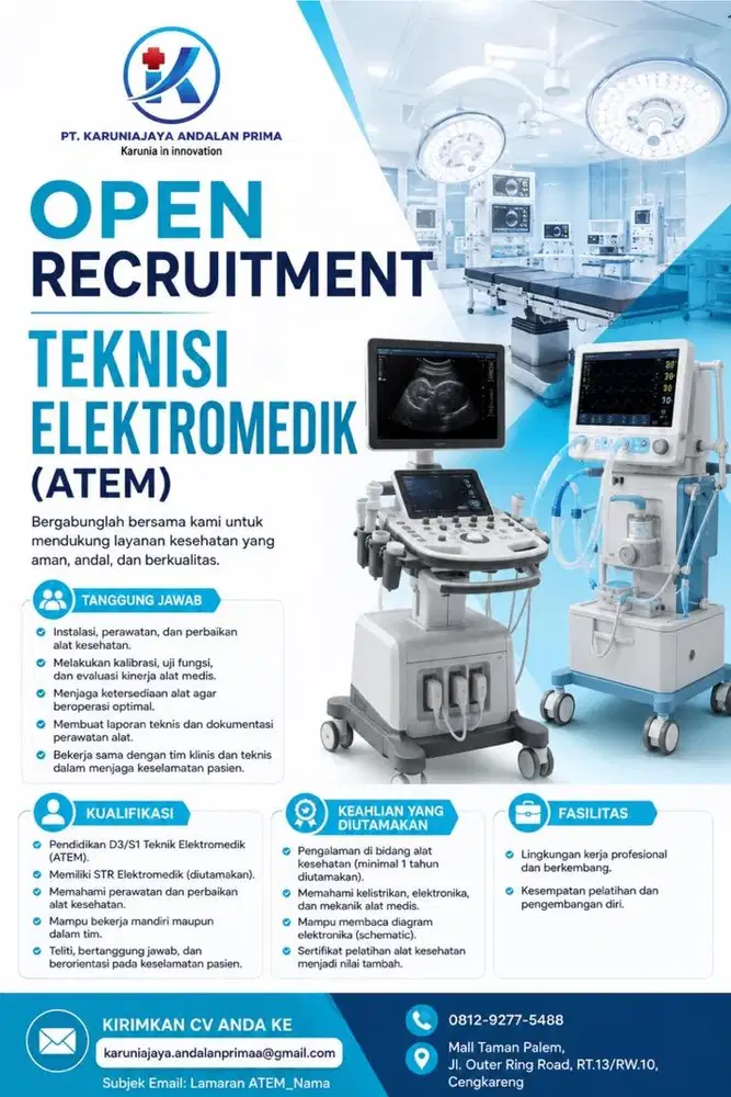LOWONGAN KERJA TEKNISI ELEKTROMEDIK (ATEM)