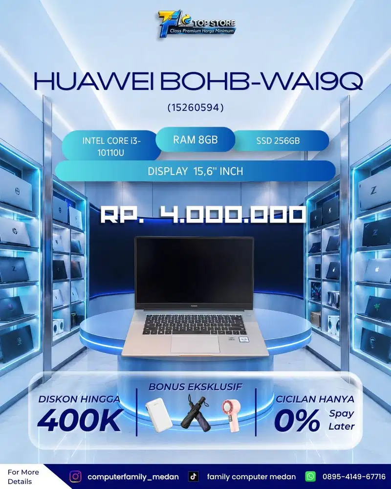 HUAWEI B0HB-WAI9Q 15'6INCH CORE I3-10110U AM 8GB SSD 256GB LAYAR WS
