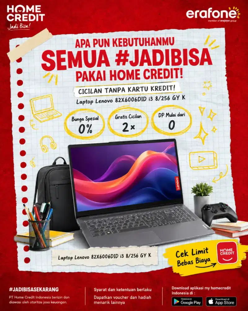 PROMO KREDIT LAPTOP LENOVO 82X6006DID i3 8/256 GB TERMURAH SEKOTA PLG
