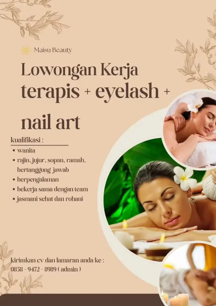 Dibutuhkan cepat therapist wanita berpengalaman