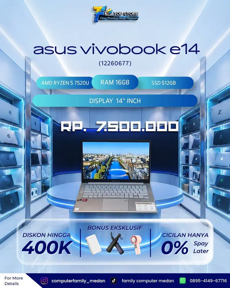 PROMO ASUS VIVOBOOK GO E1404FA AMD RYZEN 5-7520U RAM 16GB SSD 512GB