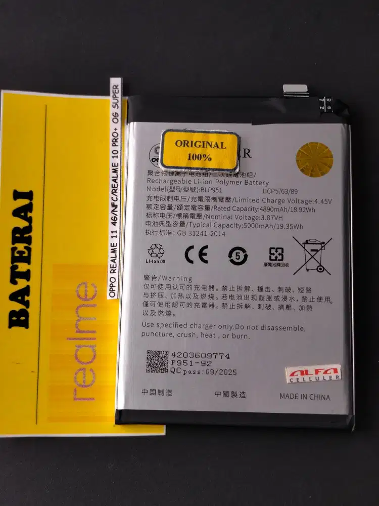 Baterai REALME 11 4G /NFC/ Baterai REALME 10 PRO Baterai BLP-951 ORI