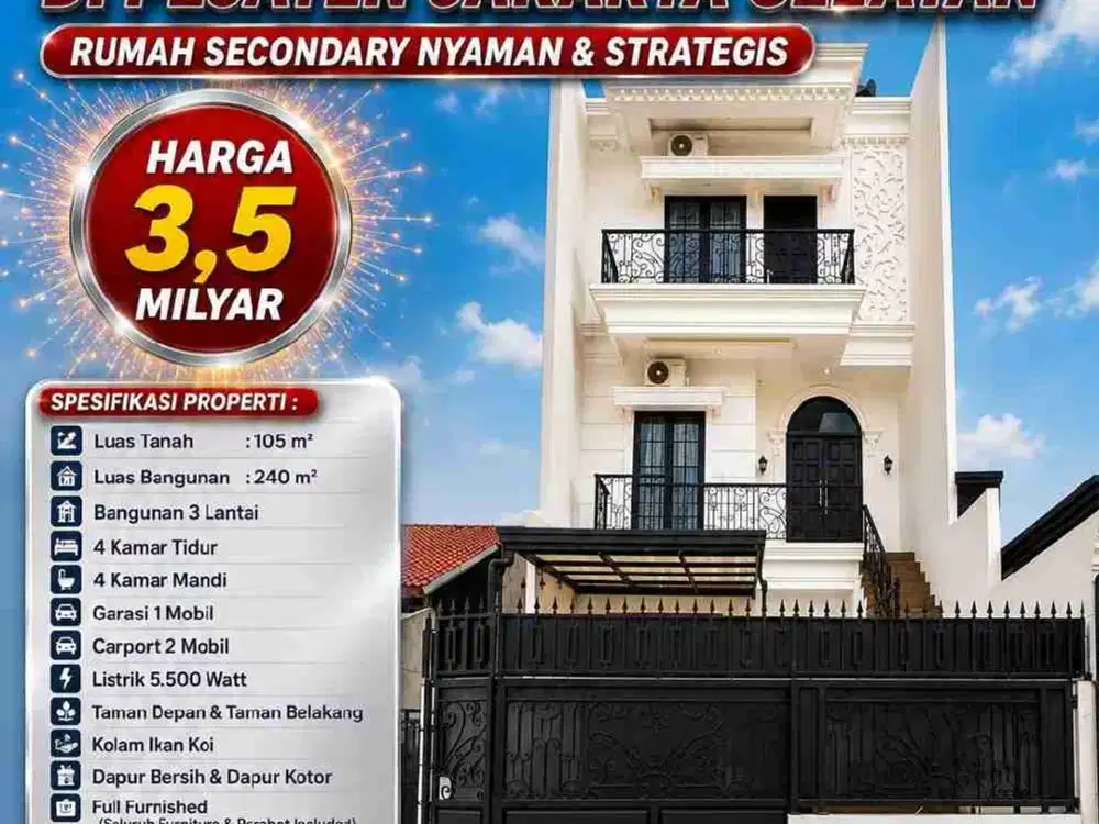 DIJUAL RUMAH MEWAH PREMIUM STRATEGIS PEJATEN JAKARTA SELATAN