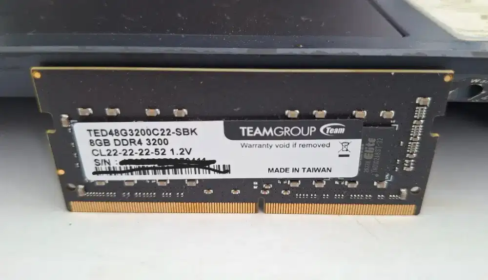 RAM SODIMM 8GB 3200MHZ TeamGroup GARANSI SEUMUR HIDUP baru brp bulan.