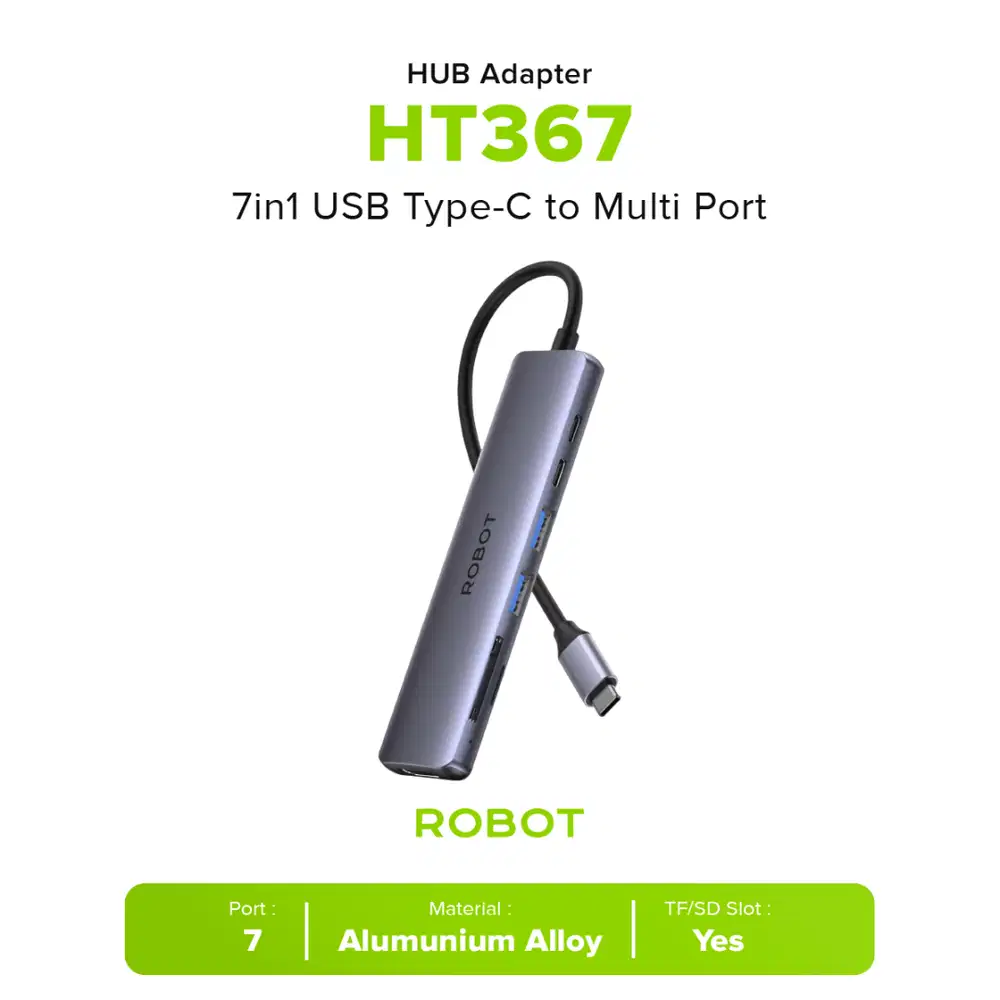 Robot HT367 7in1 USB Type-C to Multi Port USB HUB Adapter