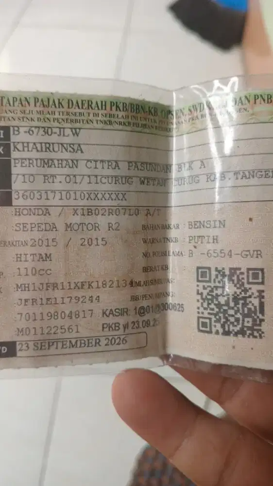 Honda beat 2015 surat komplit faktur