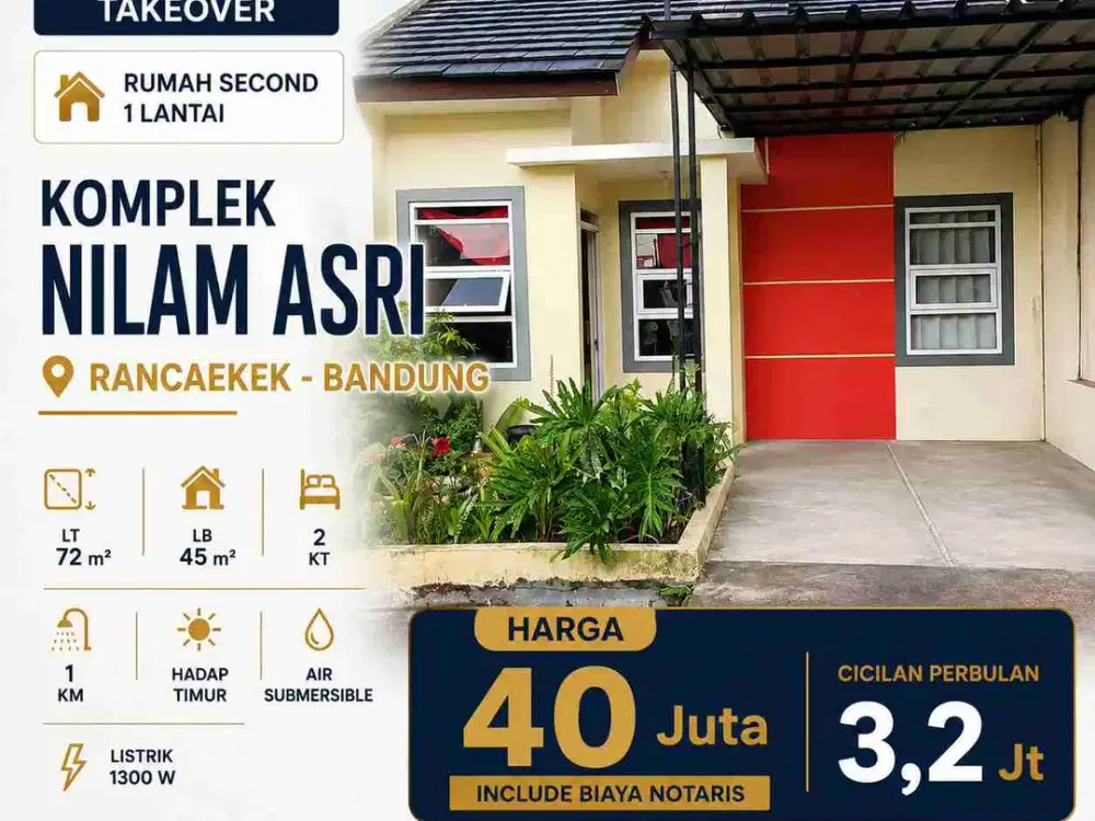 DIJUAL CEPAT OVER KREDIT 40 JUTA rumah di Cluster Rancaekek, Bandung