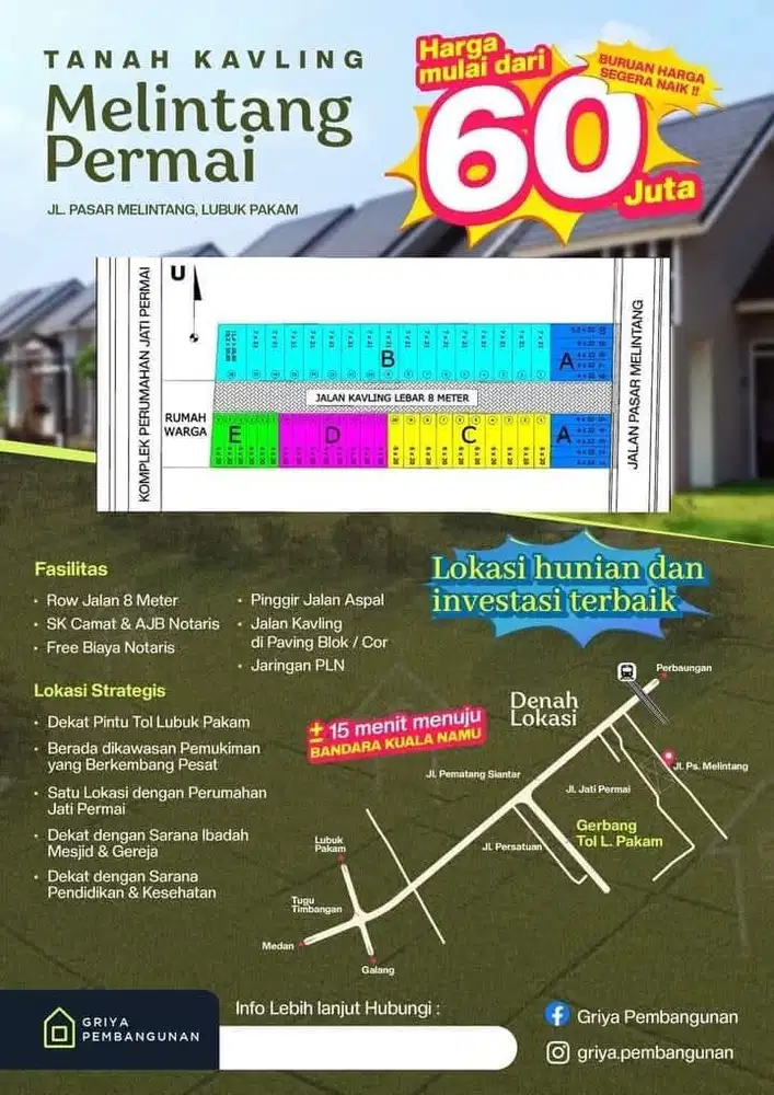 KAVLING PREMIUM LUBUK PAKAM - ROW JALAN 8 METER