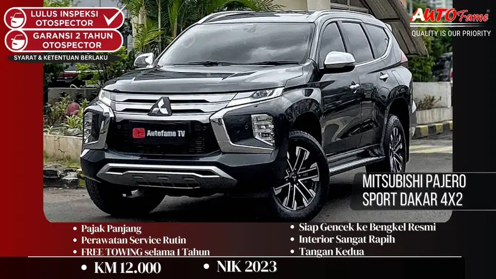KM 12.000!! Mitsubishi Pajero Sport Dakar 4x2 AT NIK 2023 Gray On Blac