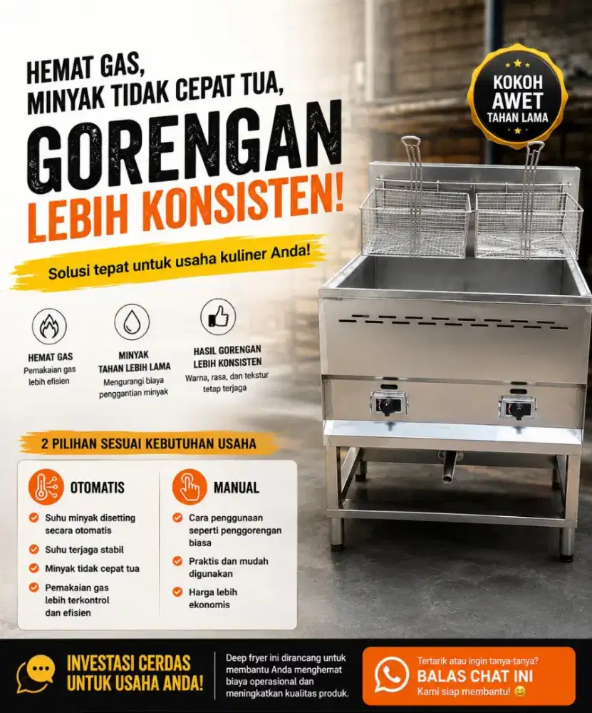 Deep Fryer Gas Commercial Stainless | Restoran, Catering & Kuliner