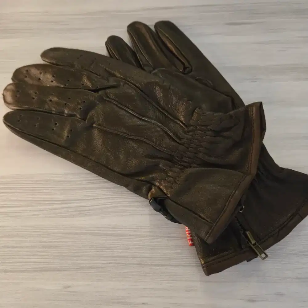 Sarung tangan kulit asli warna dark brown