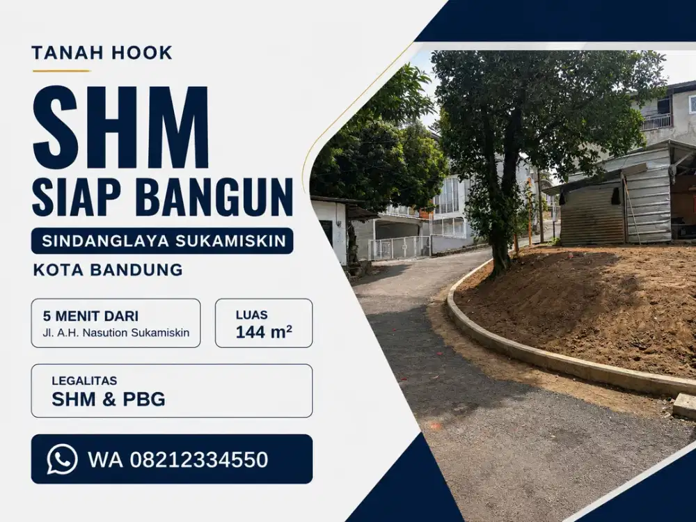 Investasi Tanah Hook SHM 144 m² Siap Bangun Sindanglaya Sukamiskin Kota Bandung
