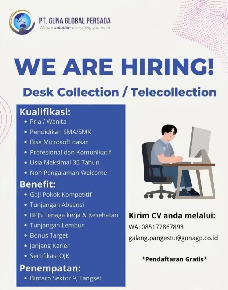 Lowongan Pekerjaan Desk Collection/Telecollection Walk Interview